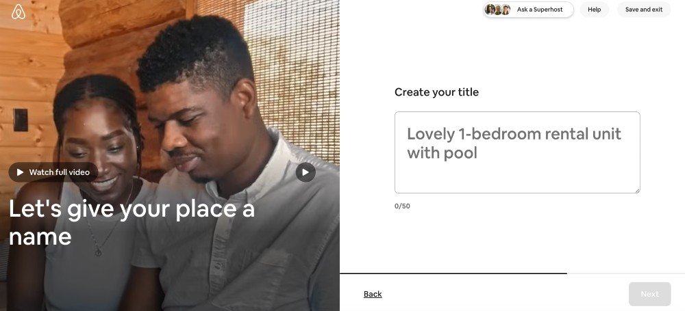 Airbnb Host account_Setting a title for your listing