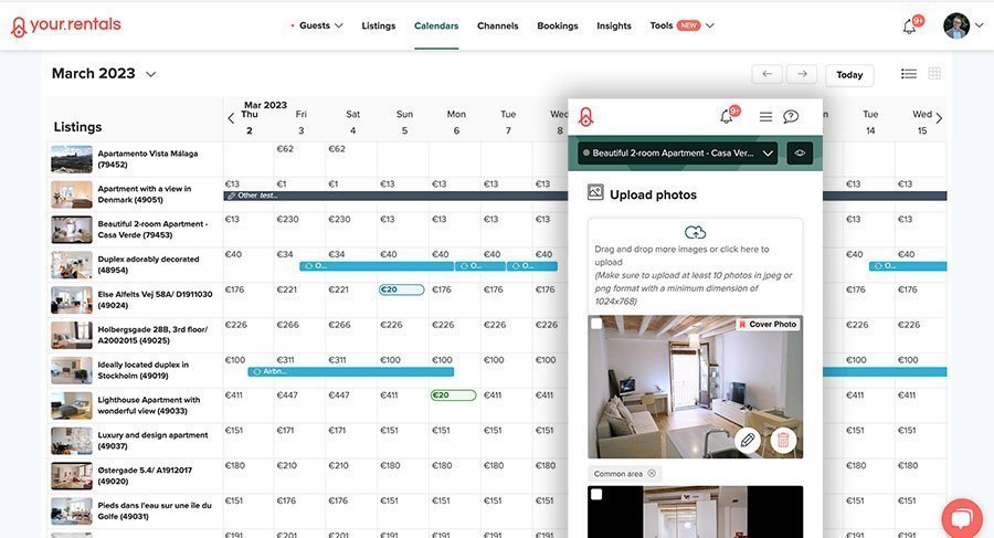 your rentals channel manager calendar view